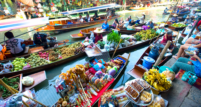 Marché flottant à Bangkok